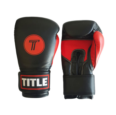 Title Leather Sparring Gloves - Black With Red Thumb - 8oz Only